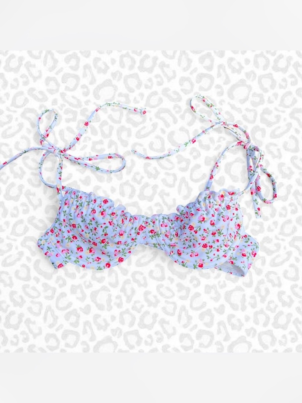 PacSun Floral Tie‑Shoulder Bikini Top XS